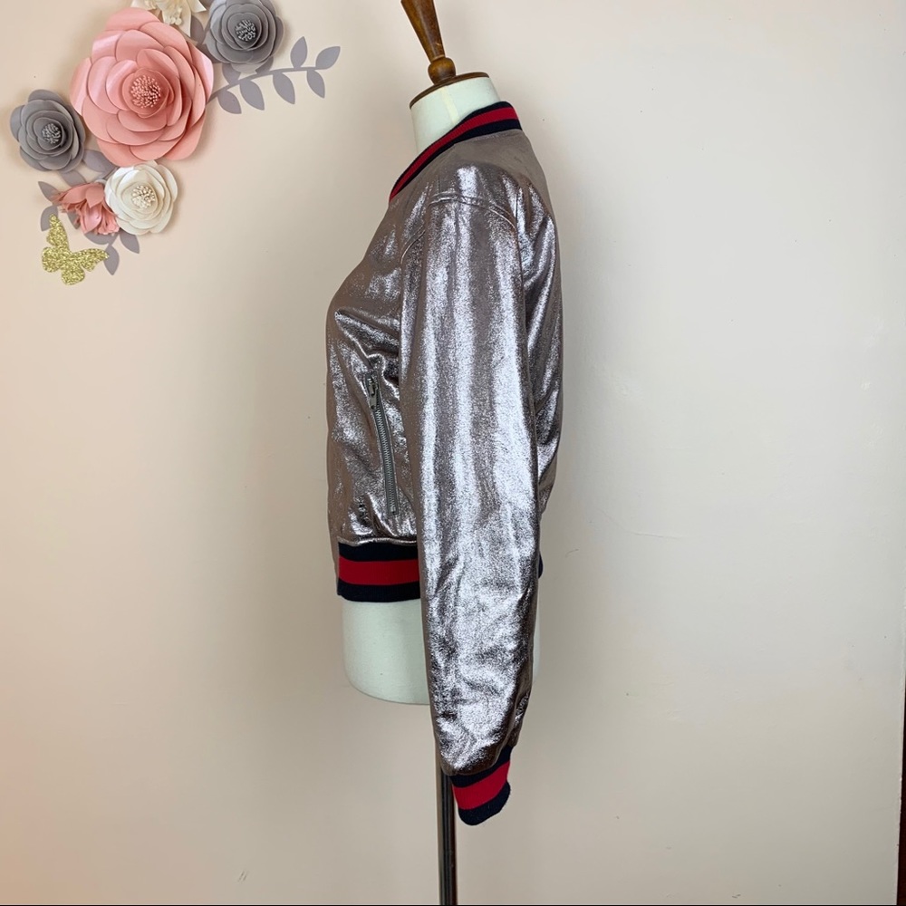 HONEY PUNCH Rose Gold Metallic Bomber - Picture 7 of 11